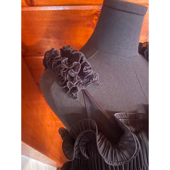 Free People Black Ruffle Top Bodysuit sz S - Picture 3 of 8